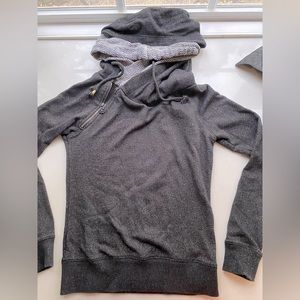Maison Scotch Createurs De Vetements Cowl Neck Double Hooded Sweatshirt-Glitter